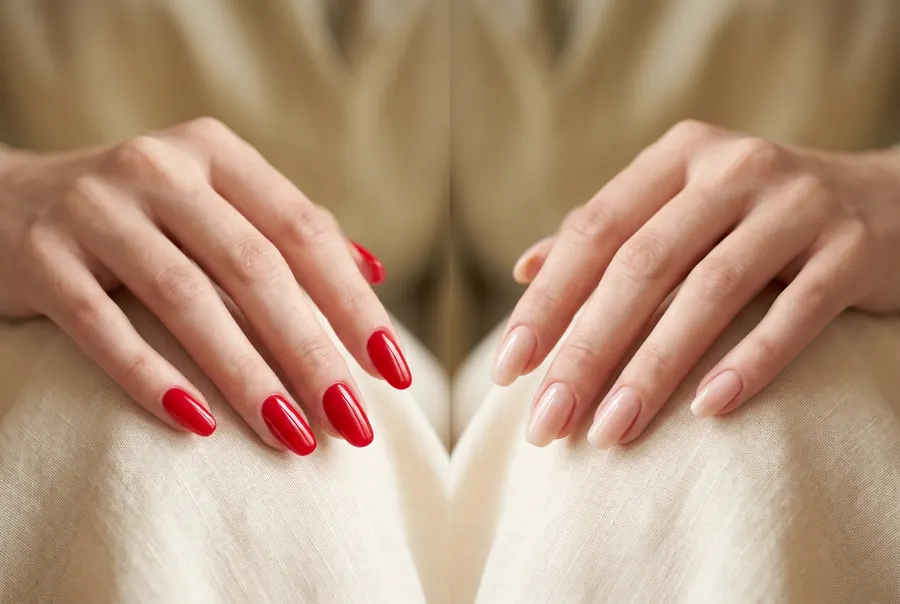 Gel oder Shellac — Vergleich rot vs. nude